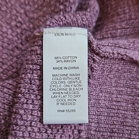 Express Purple Lace Front Cold Shoulder Knit Long Sleeve Sweater Sz L - Picture 8 of 9